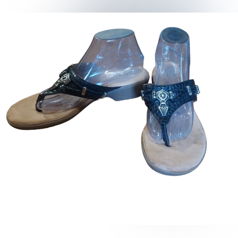 basic editions Sandals 11 Heels Shoes Black Boho Western Woman. (0097)